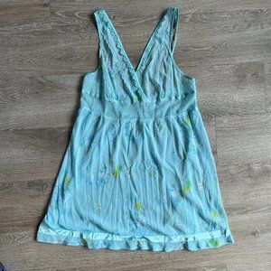 Victoria's secret blue and green floral chemise slip | sheer nightgown